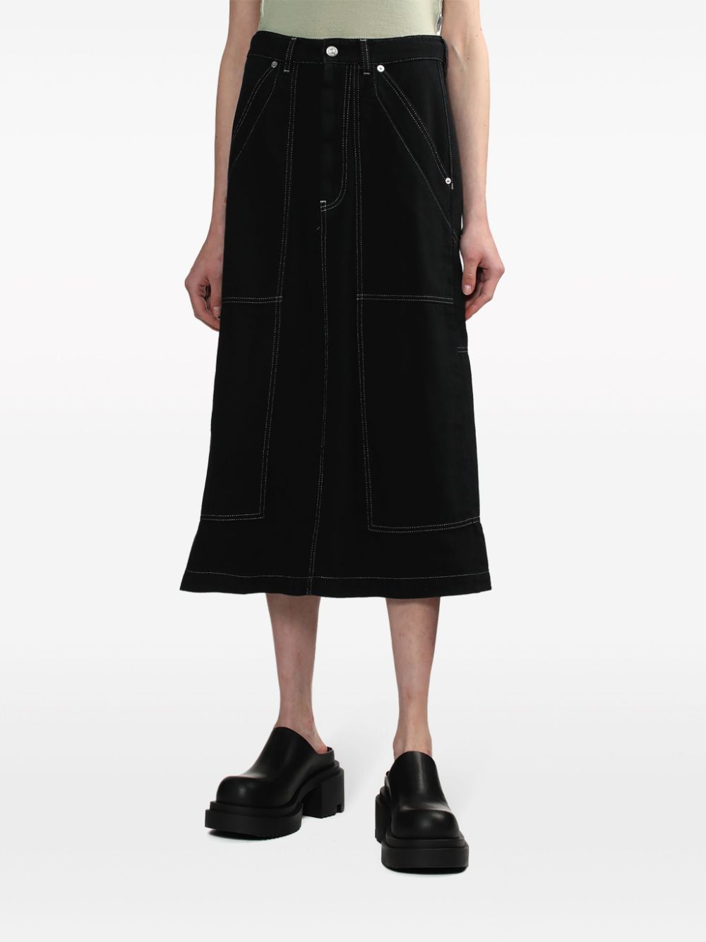 Shop Mm6 Maison Margiela A-line Denim Skirt In Schwarz