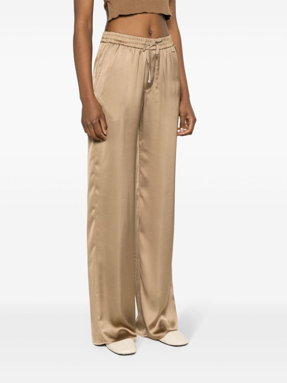 Shop Herno High-waist Wide-leg Trousers In Brown