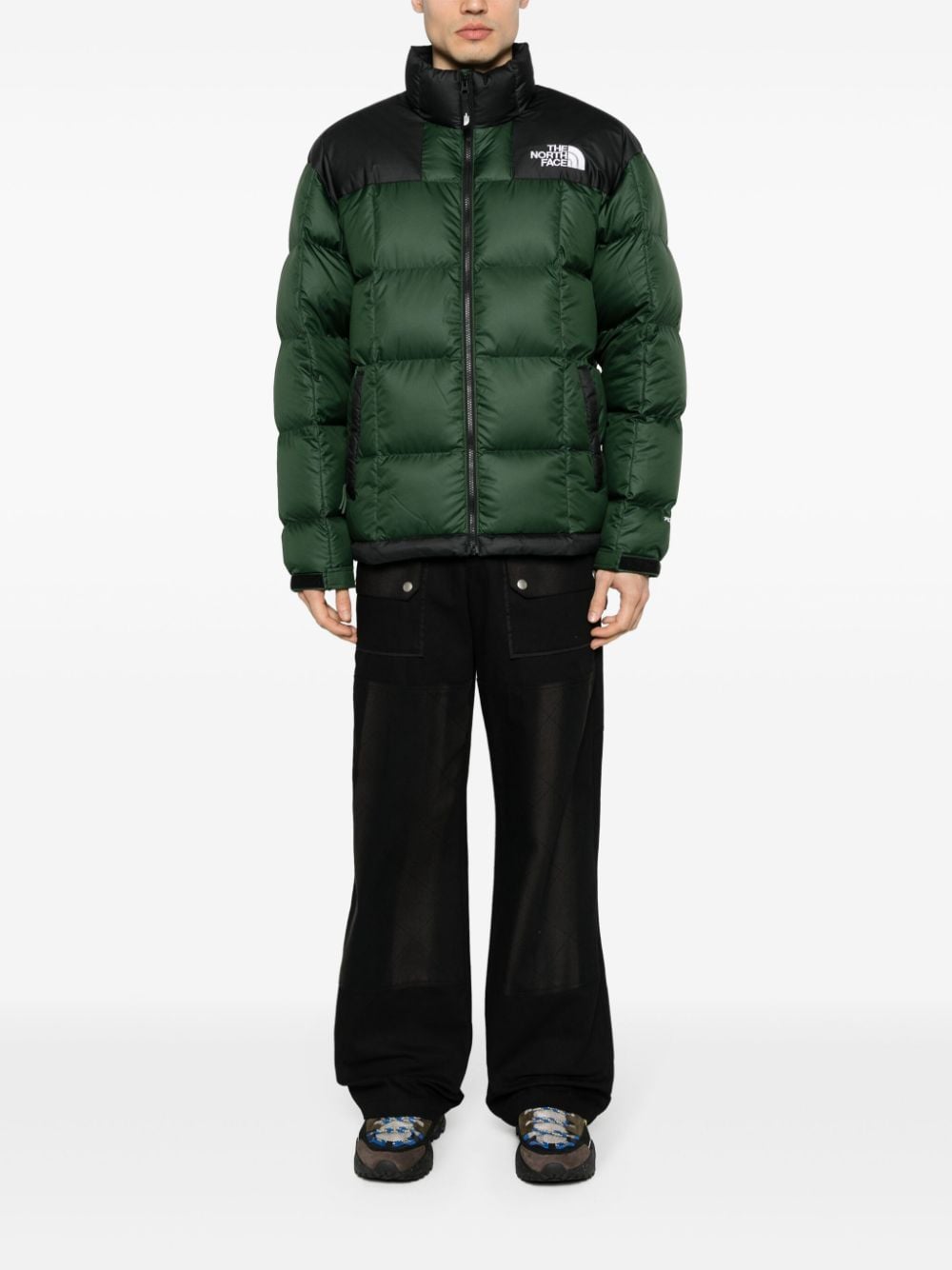 The North Face logo-embroidered down jacket - Groen