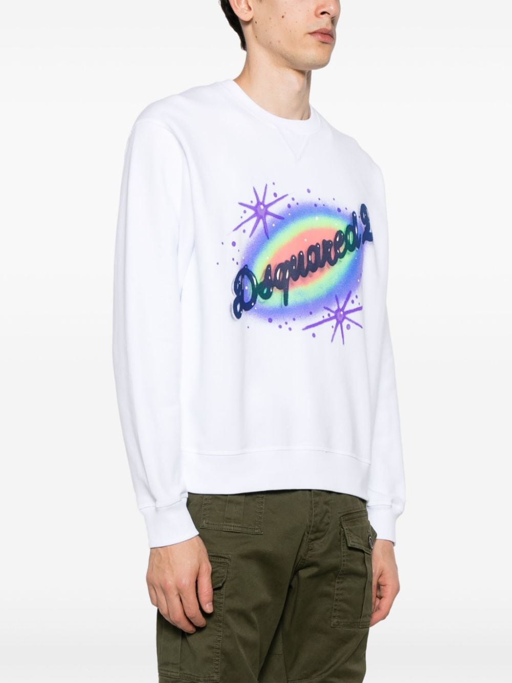 Shop Dsquared2 Logo-print Jersey Sweatshirt In White