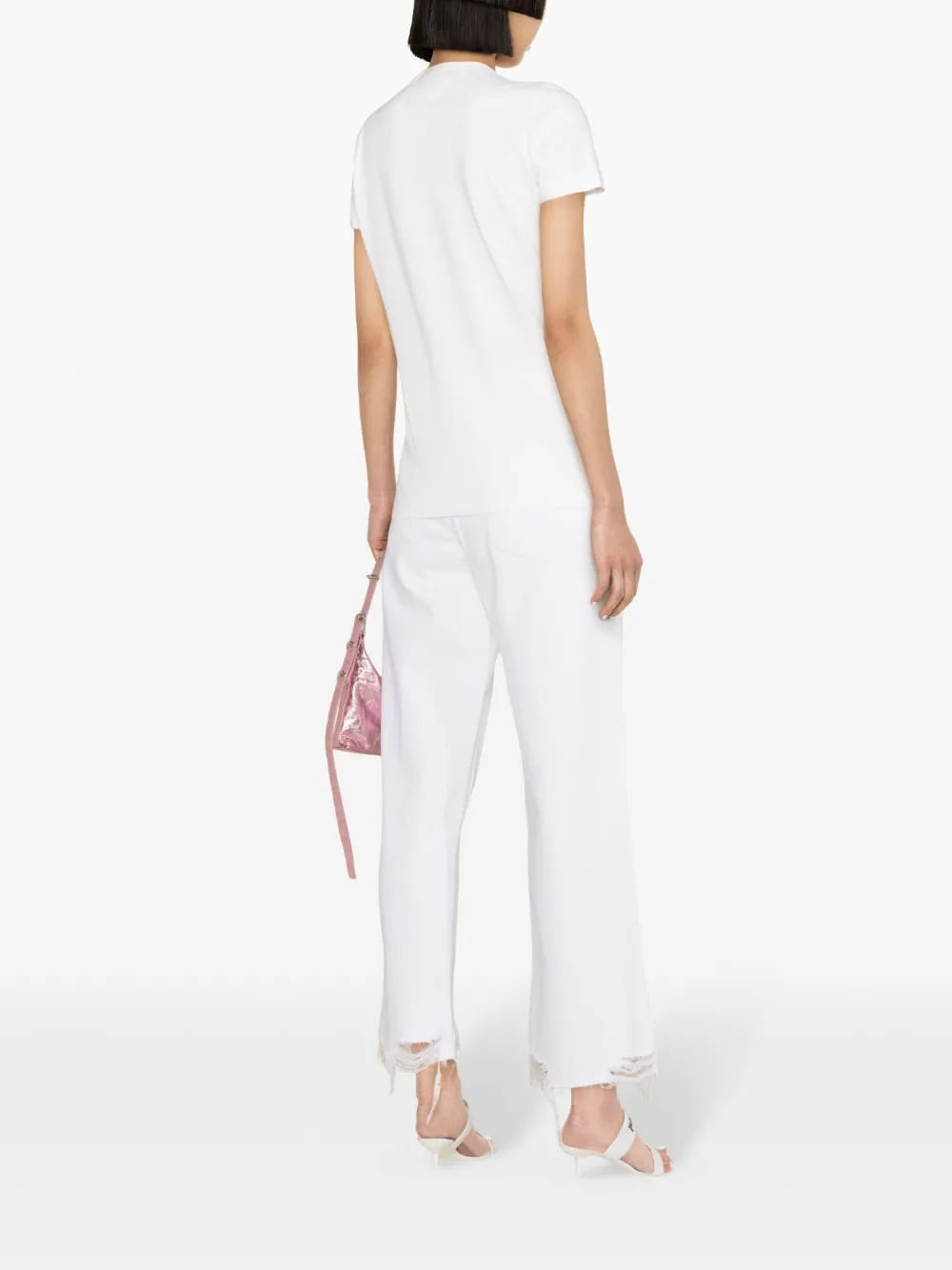 Dsquared2 Crew Neck Good Vibes Printed T-shirt In White