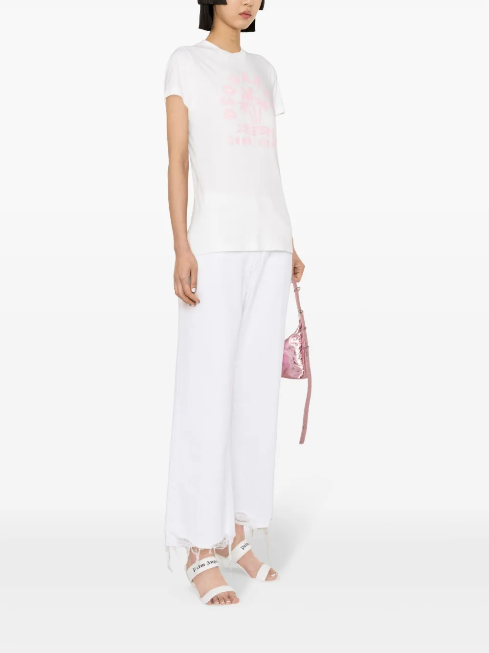 Dsquared2 Crew Neck Good Vibes Printed T-shirt In White