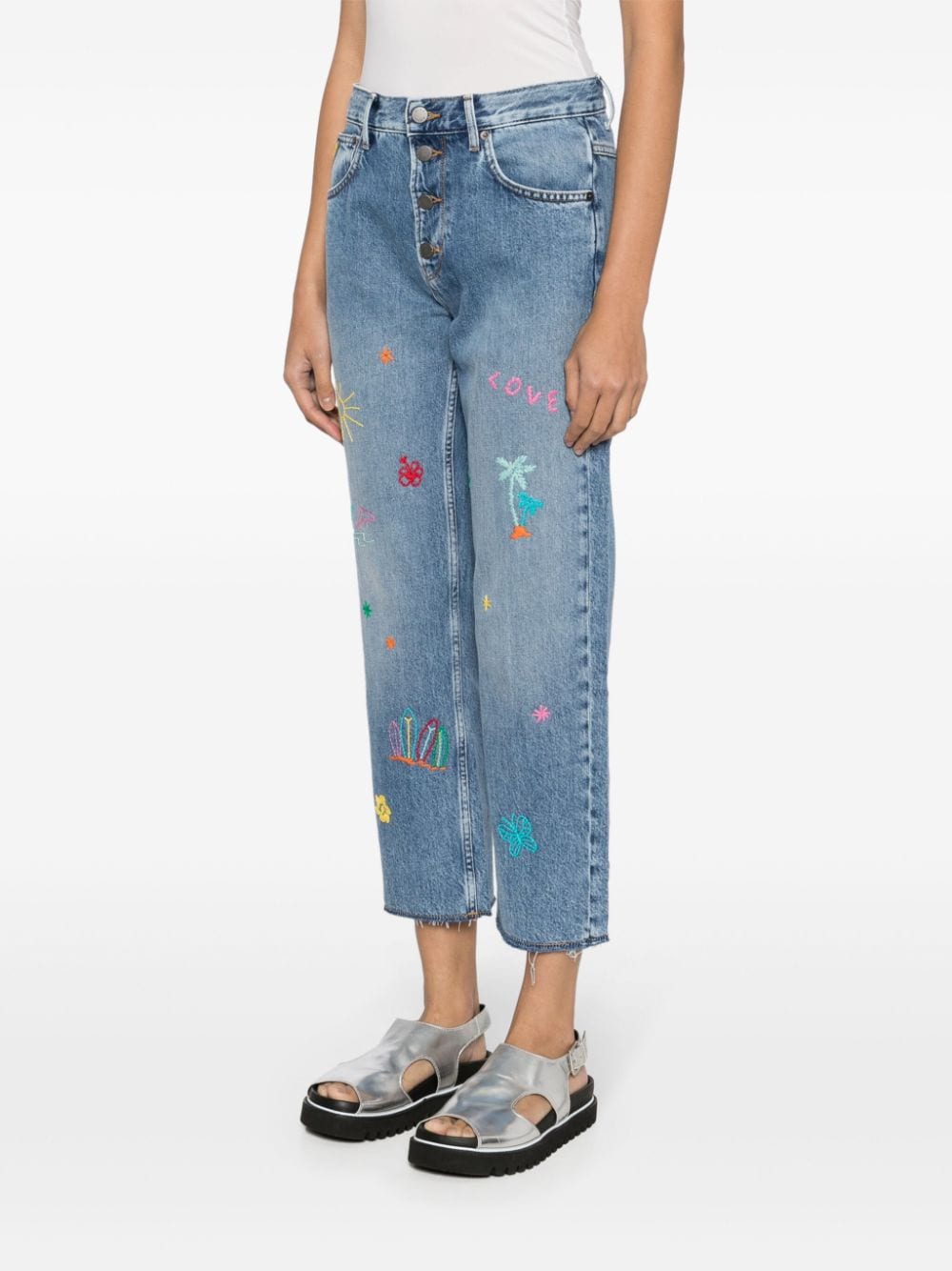 Mira Mikati Cropped jeans met borduurwerk Blauw