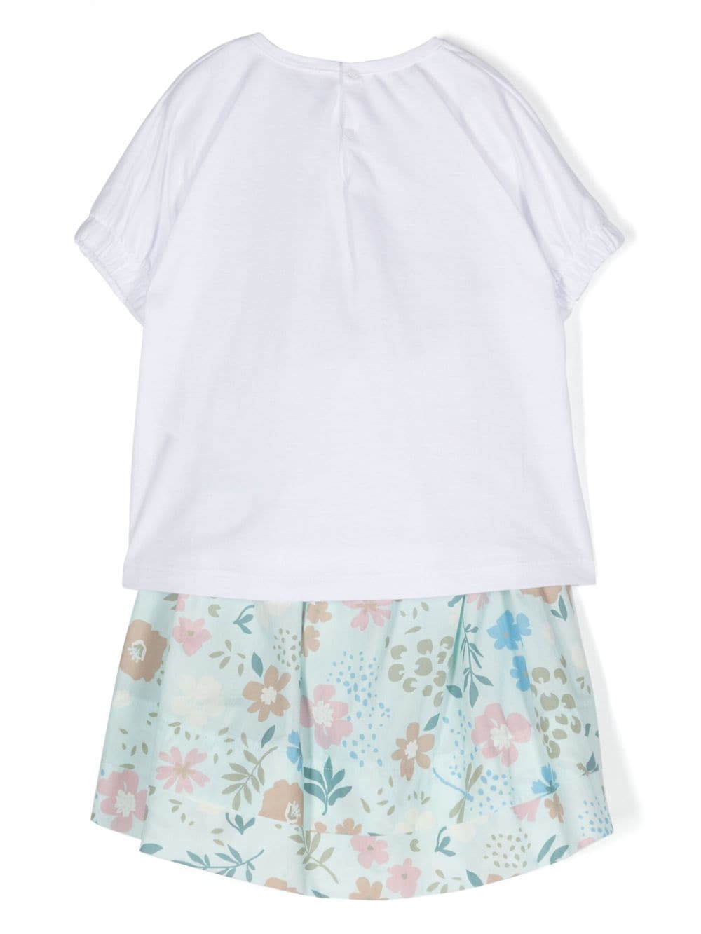 Shop Il Gufo Floral Skirt Set In White