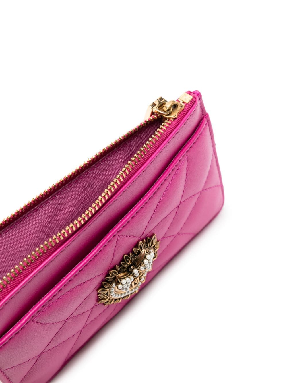 Shop Dolce & Gabbana Devotion Leather Card Holder In Pink