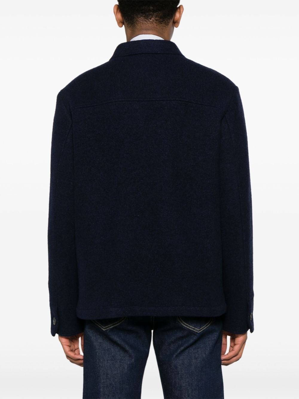 Shop Apc Emile Felted Shirt Jacket In Blue