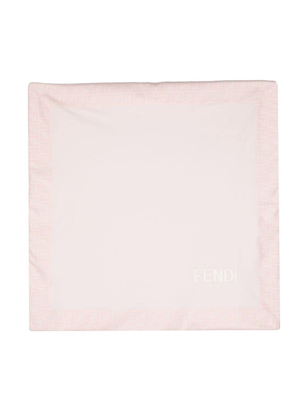 Fendi Logo-embroidered Baby Blanket In Pink