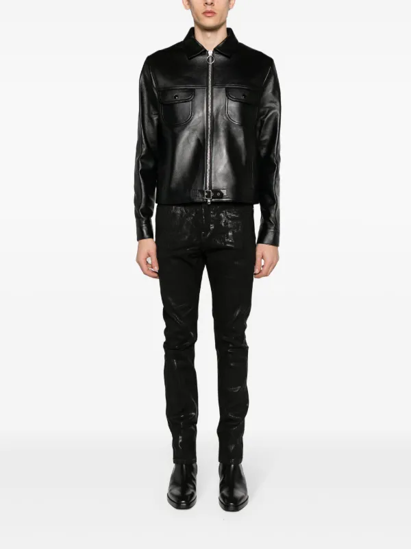 Courrèges クラシックカラー レザージャケット | ブラック | FARFETCH JP