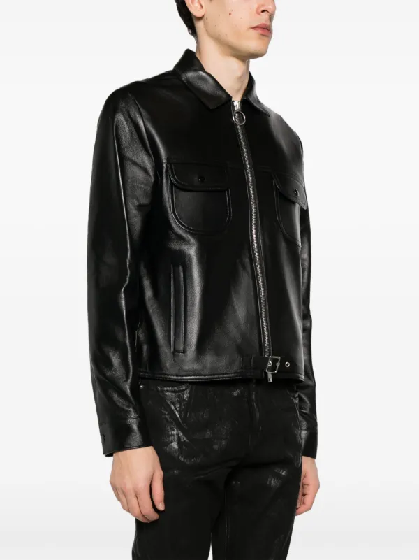Courrèges Leather Trucker Jacket | Black | FARFETCH TW