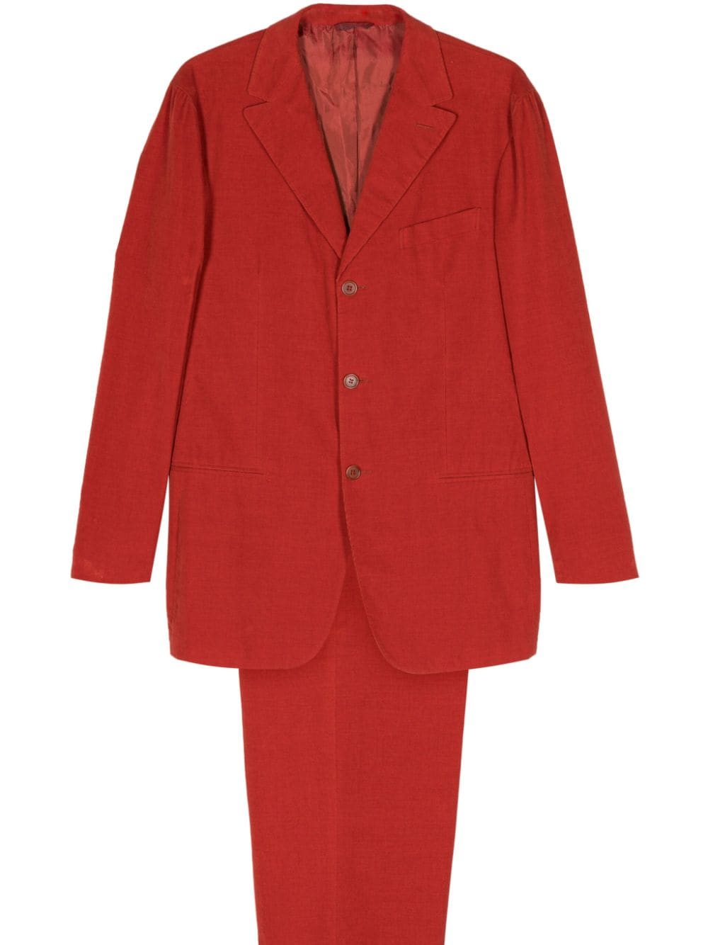 Pre-owned Romeo Gigli 1990s Corduroy Single-breasted Suit In Red