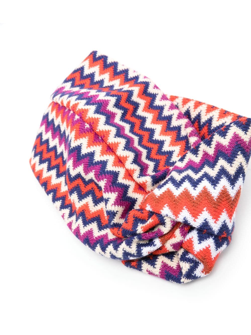Shop Missoni Zigzag-woven Knot-detailed Headband In Multicolour