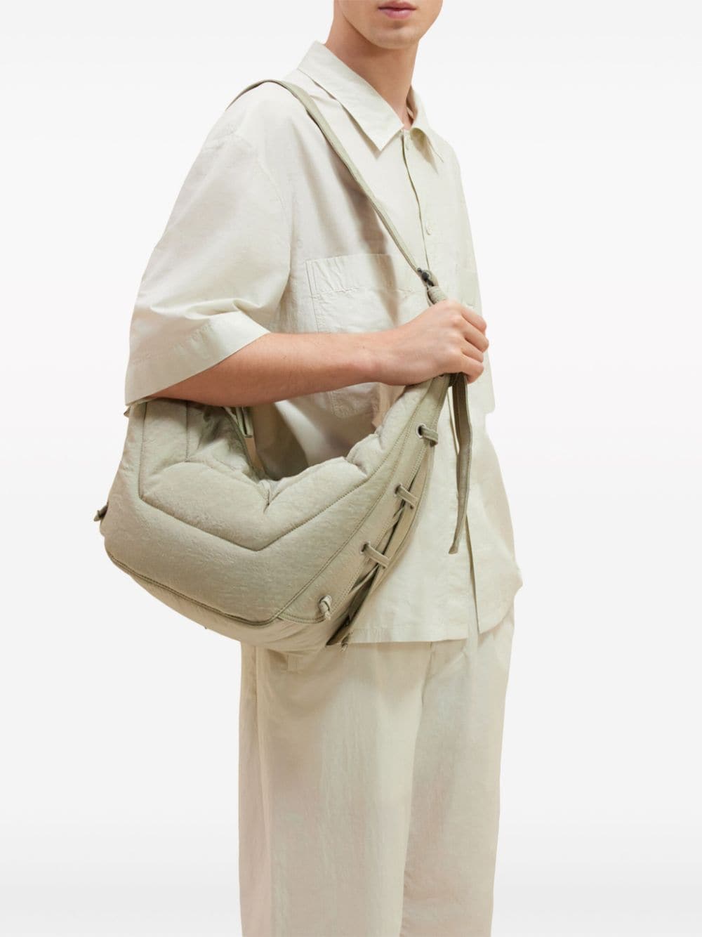 Shop Lemaire Medium Soft Game Shoulder Bag In Neutrals