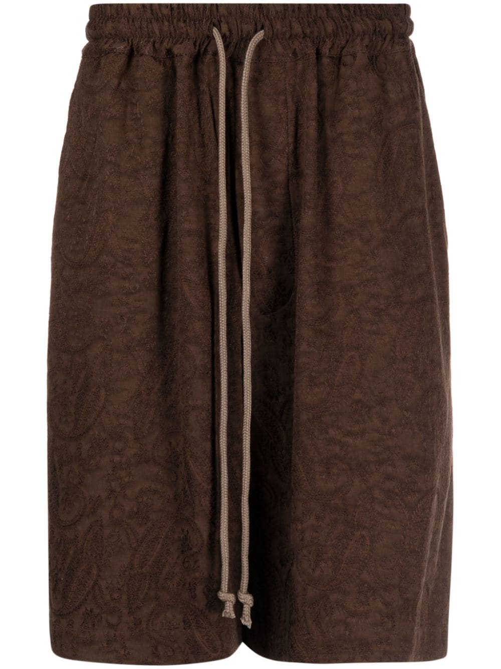 Song For The Mute Paisley-brocade Drawstring Shorts In Brown