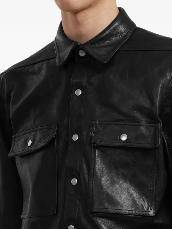 【関税込み】Rick Owens ブラック Edfu レザージャケット Rick Owens レザーシャツジャケット | ブラック | FARFETCH JP