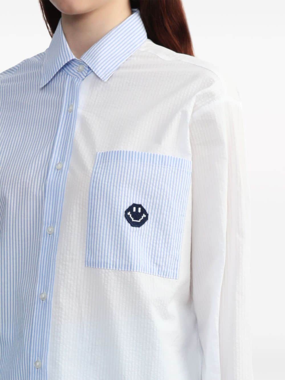 Shop Joshua Sanders Smiley Panelled Cotton Shirt In Blue