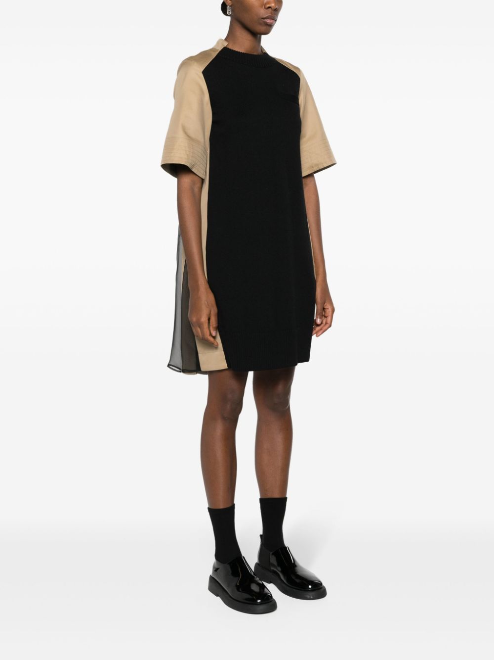 sacai Geplooide mini-jurk Bruin