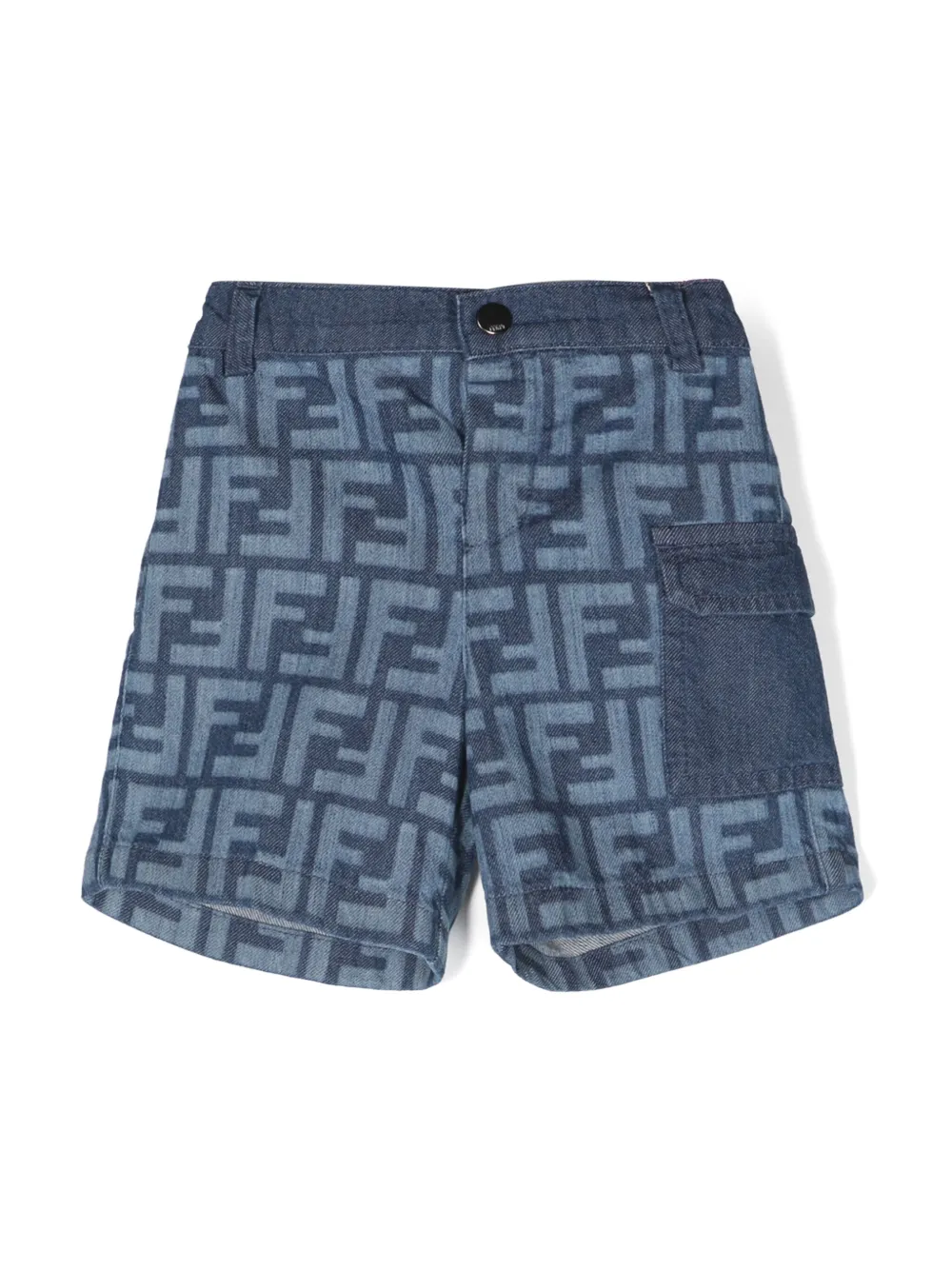 Fendi Babies' Ff-print Denim Shorts In Blue