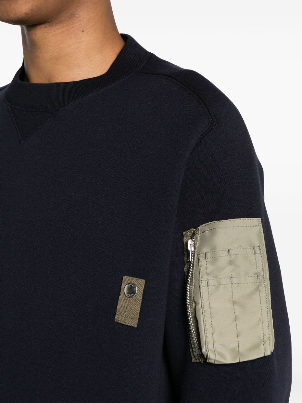 Shop Sacai Stud-detailed Jersey Sweatshirt In Blue