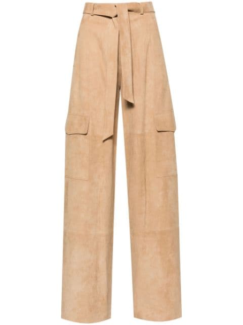 belted suede trousers