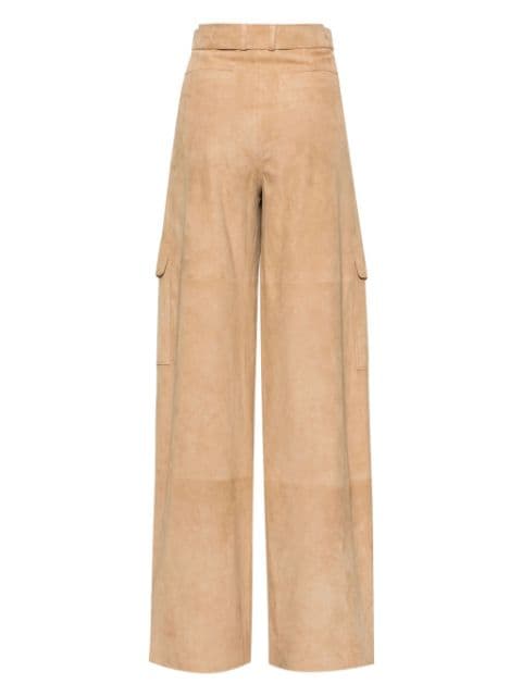 belted suede trousers