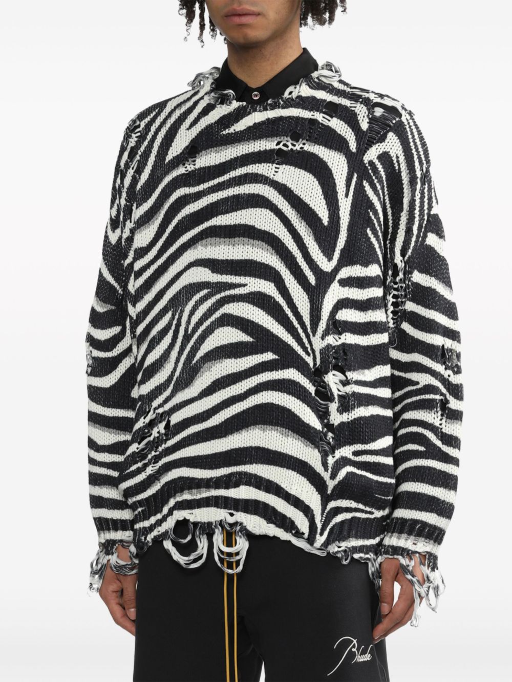 R13 Trui met zebraprint Wit