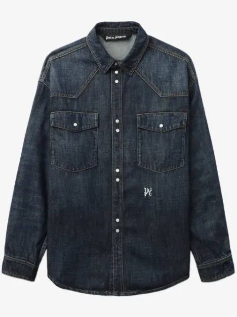 Palm Angels chemise en jean à logo brodé