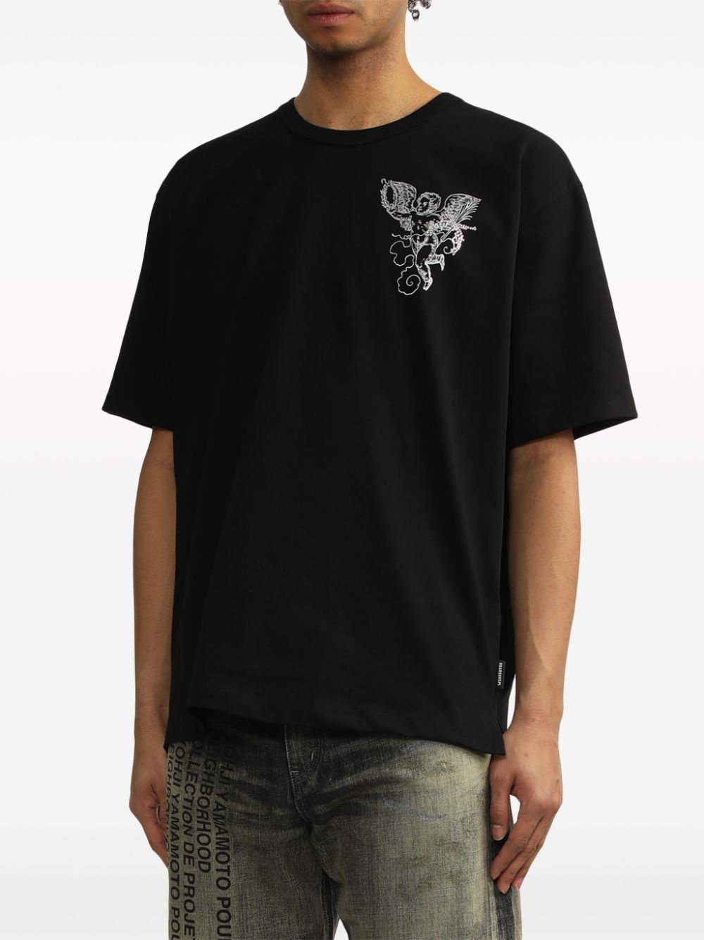 Shop Roar Angel-print Cotton T-shirt In Schwarz
