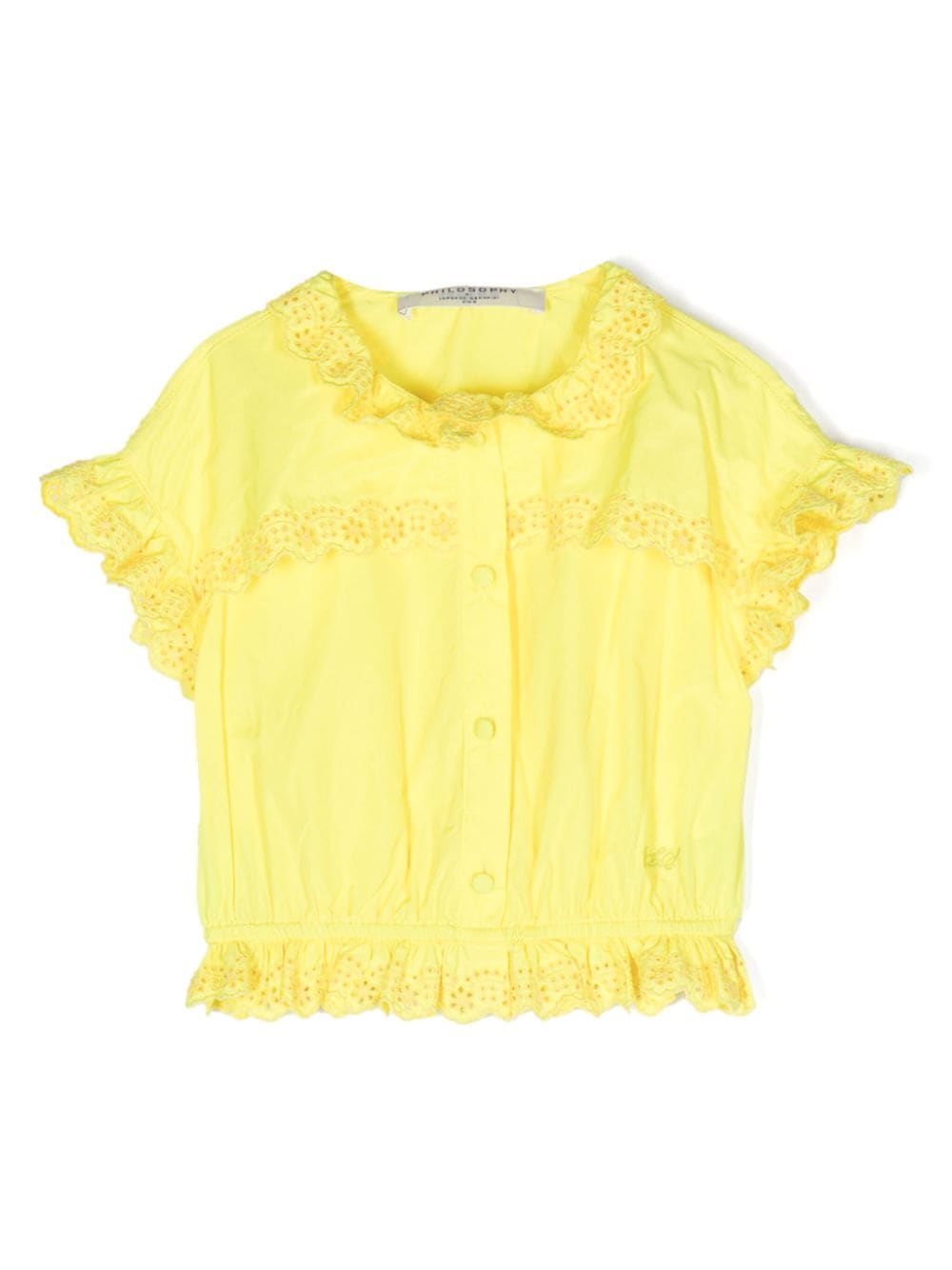 philosophy di lorenzo serafini kids chemise volantée à logo brodé - jaune