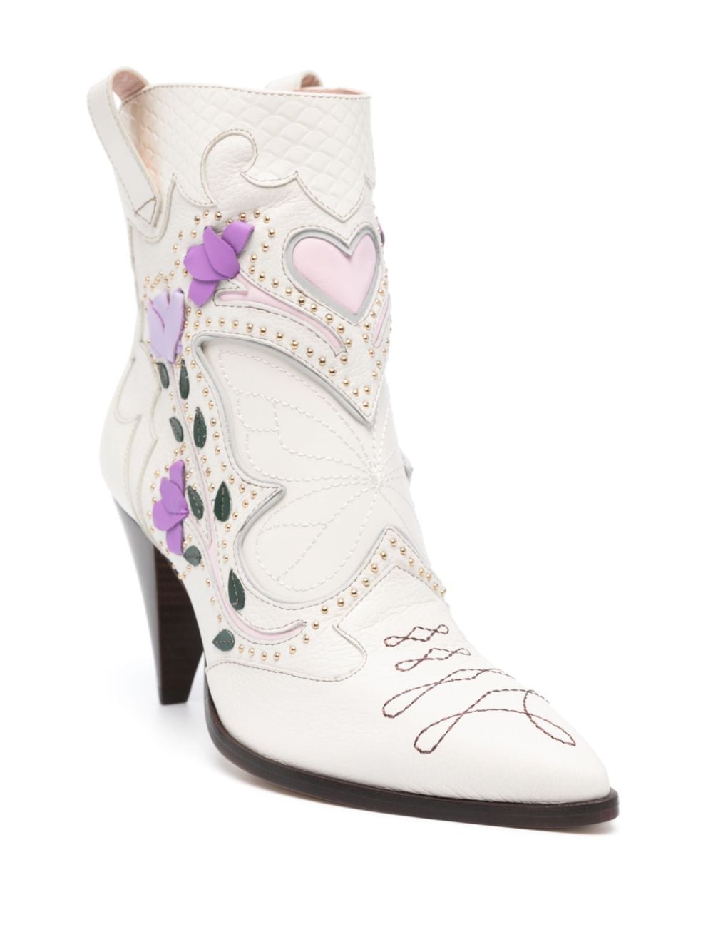 Shop Sophia Webster Shelby 85mm Cowboy Boots In White