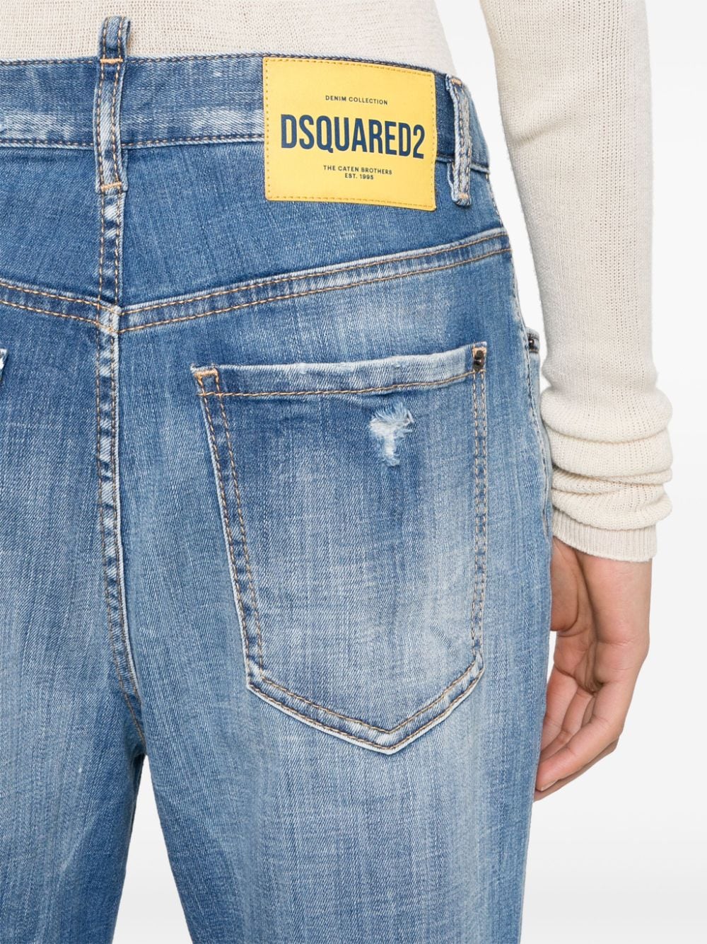 Shop Dsquared2 Roadie Distressed Straight-leg Jeans In Blue