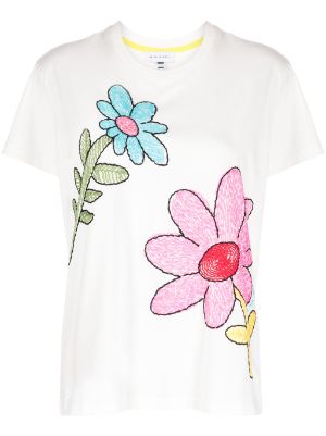 Embroidered flower outlet t shirt