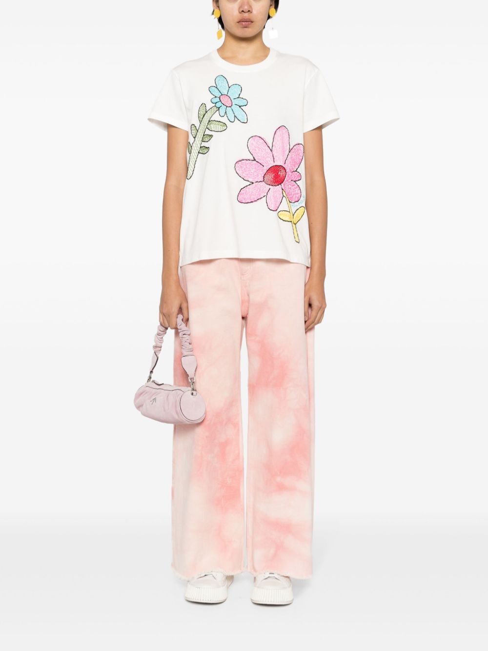 Mira Mikati floral-embroidered T-shirt - Wit