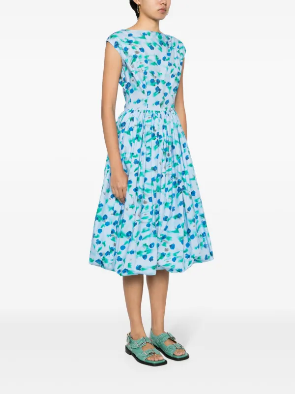 Marni floral-print Midi Dress Blue FARFETCH ID