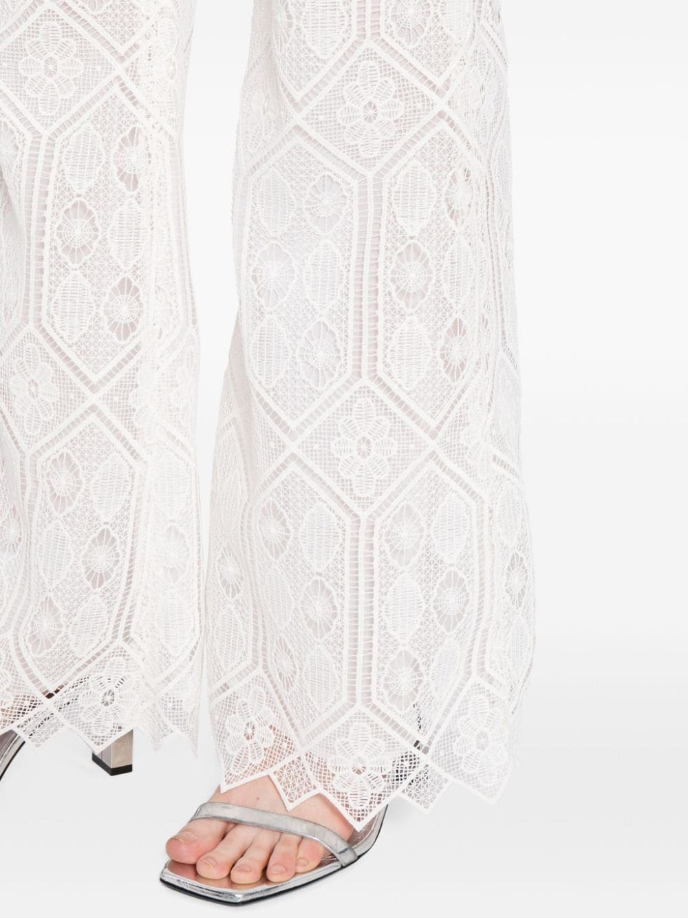 Shop Giambattista Valli Crochet-knit Flared Trousers In White