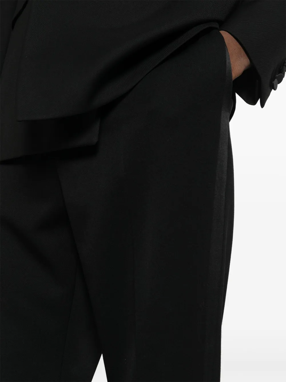 Shop Saint Laurent High-waist Straight-leg Trousers In Black