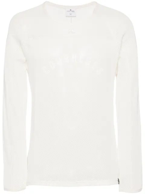 Courrèges playera de malla con logo estampado