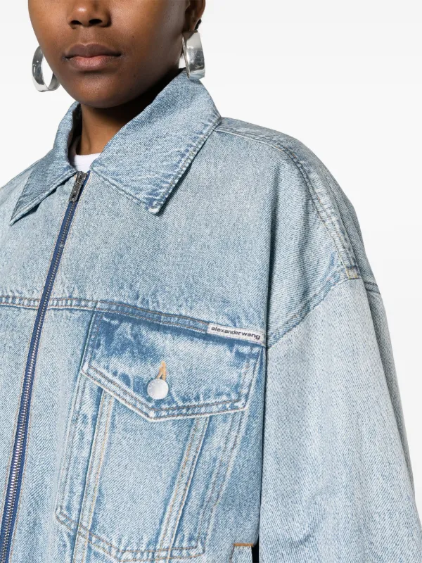 Alexander Wang denim-print Bomber Jacket - Farfetch