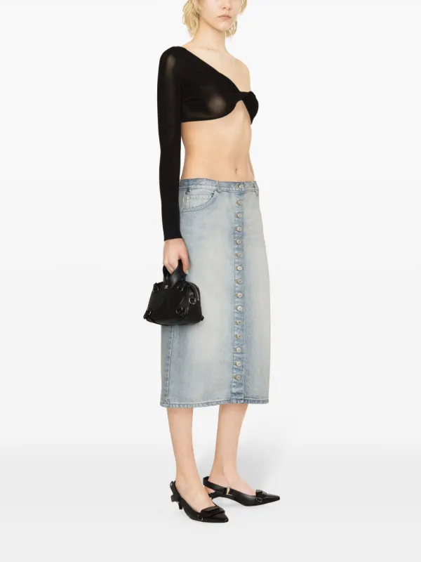 Courrèges D-rings Denim Midi Skirt Blue FARFETCH IN