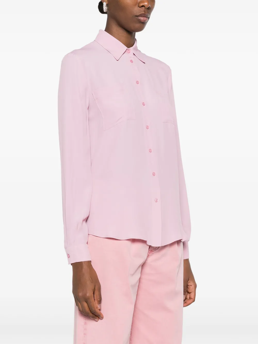 Pinko Button-up Crepe Shirt In Pink