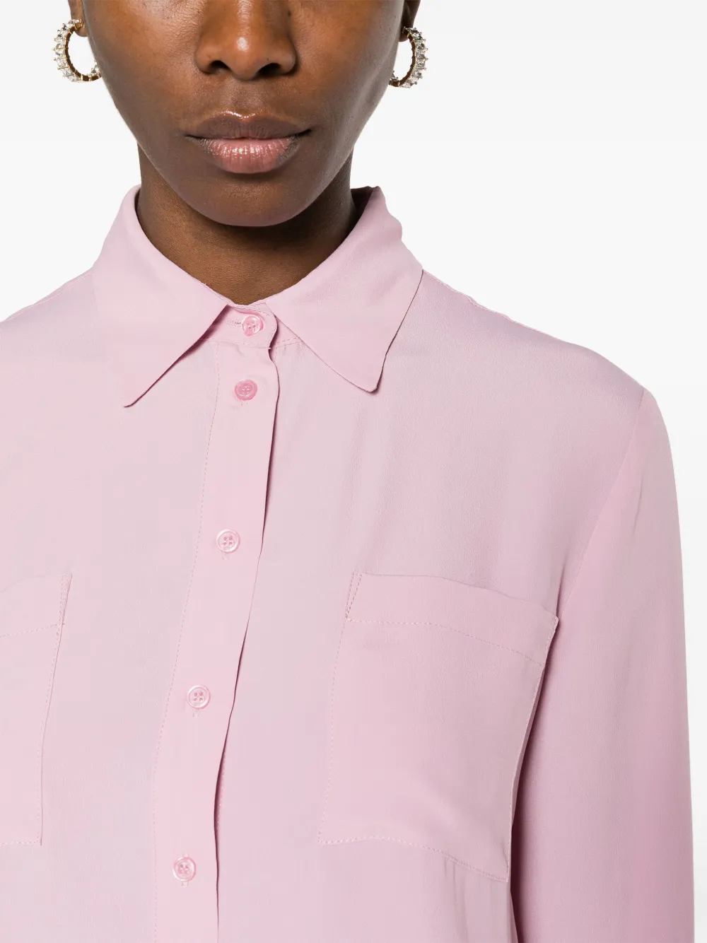 Pinko Button-up Crepe Shirt In Pink