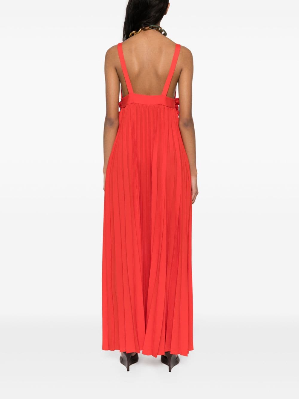 Shop P.a.r.o.s.h Ruffle-detail Crepe Maxi Dress In Red