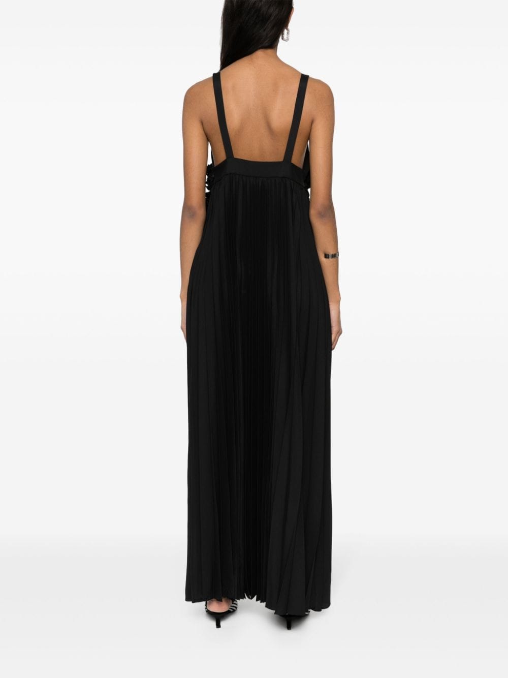 Shop P.a.r.o.s.h Plissé Maxi Dress In Schwarz