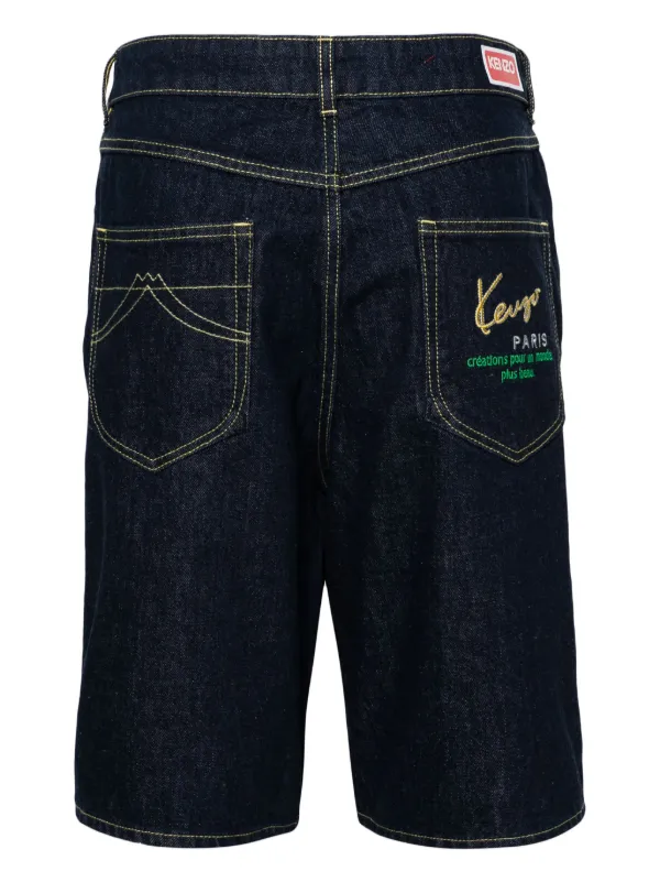 ショートパンツ KENZO FD52PA704 4SN 99J Shorts Blue KENZO Himawari Denim Shorts en Bleu | SVD