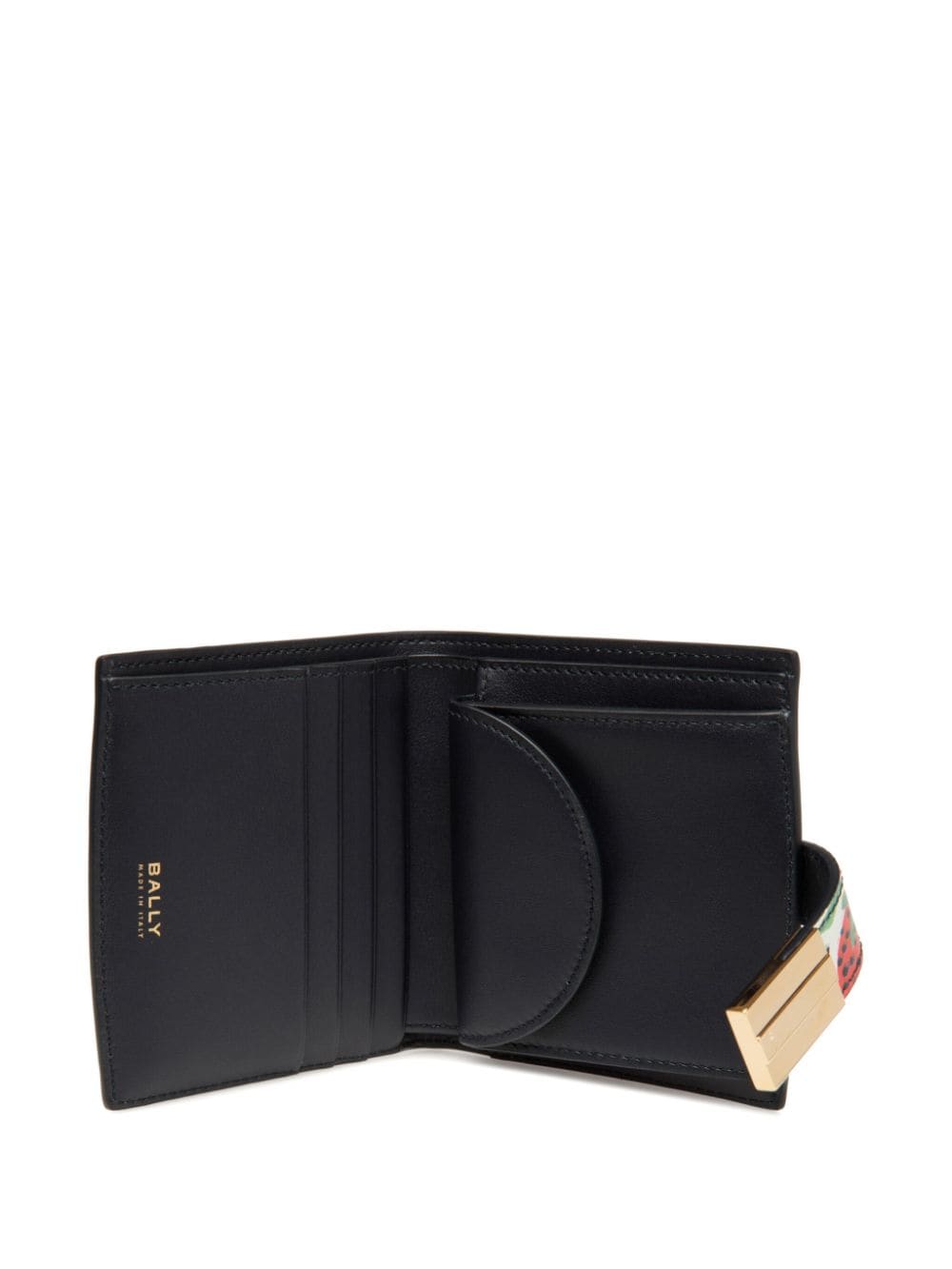 Shop Bally Ollam Strawberry-print Leather Wallet In Black