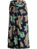 Bally strawberry-print silk midi skirt - Blue