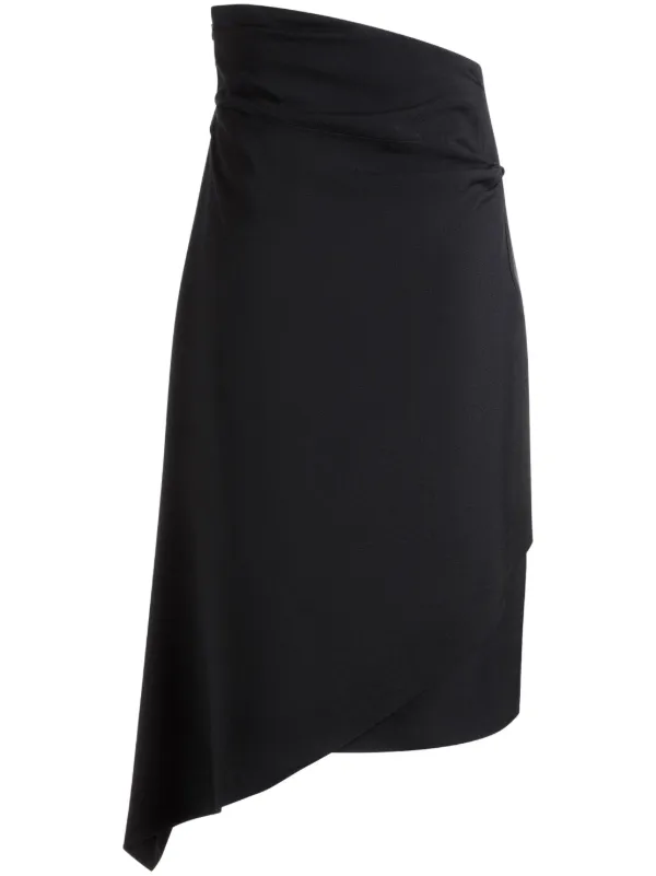Bally Wrap Asymmetric Midi Skirt in Black