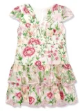 MARLO floral-embroidered tiered dress - White