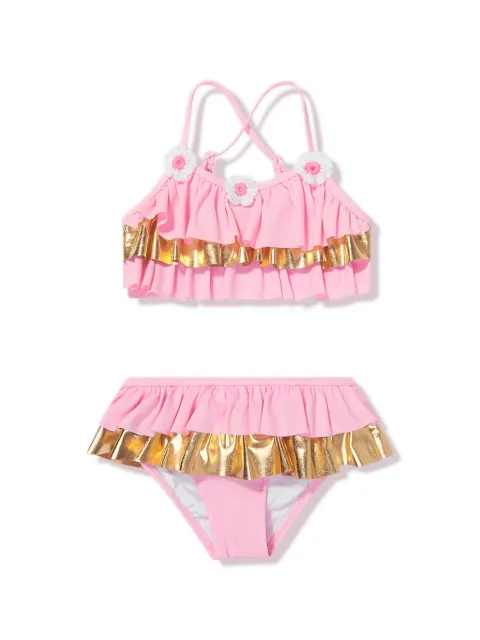 Nessi Byrd Kids River floral-crochet ruffle bikini