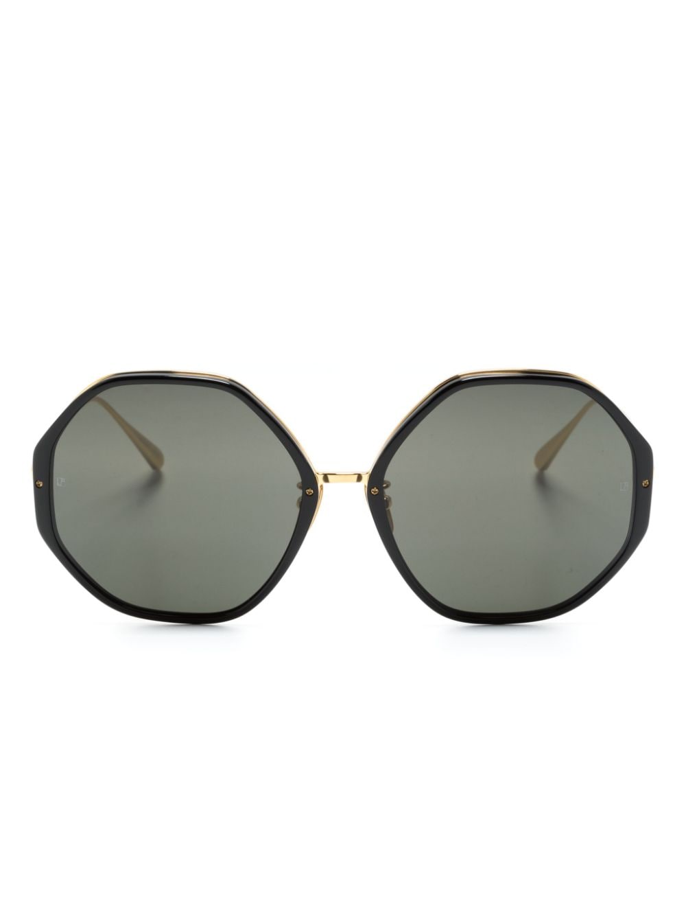 Linda Farrow Alona Geometric-frame Sunglasses In Gold