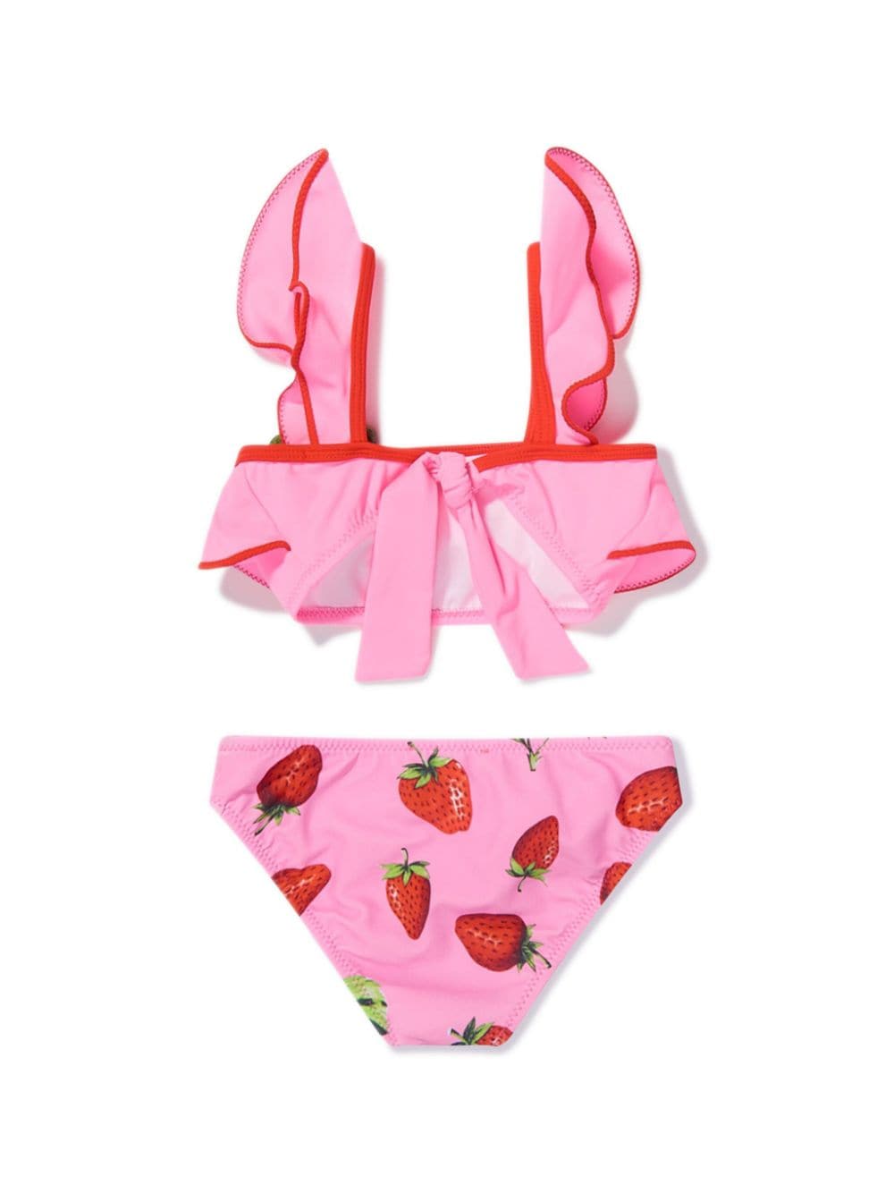 Shop Nessi Byrd Arina Strawberry-print Ruffle Bikini In Pink